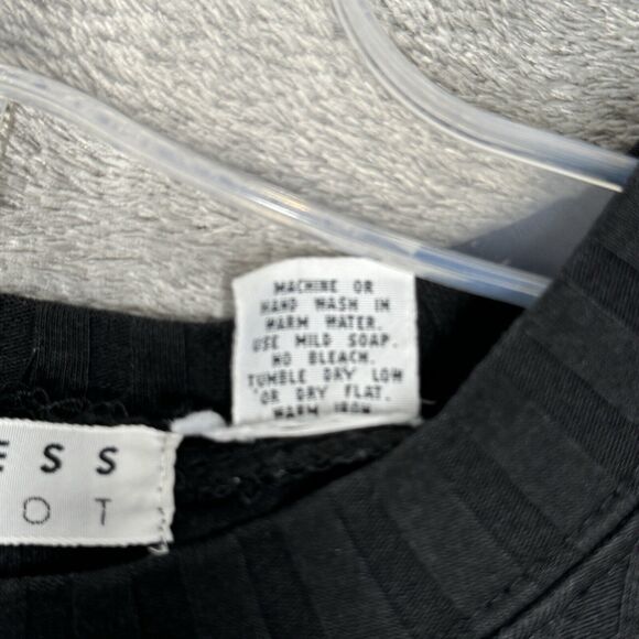 Express Tricot Shirt Womens Large Black Ribbed Minimalist Neutral Retro Vintage - Picture 6 of 7